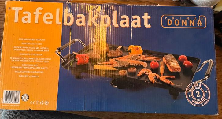 Prima Donna Tafelbakplaat 26x46 cm - 220 graden, Witgoed en Apparatuur, Grillplaten, Zo goed als nieuw, Tafelgrill, Ophalen of Verzenden