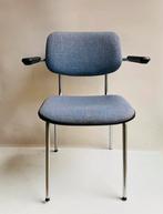 Gispen stoel met armleggers model 1235, Huis en Inrichting, Gebruikt, Blauw, Ophalen of Verzenden, Metaal