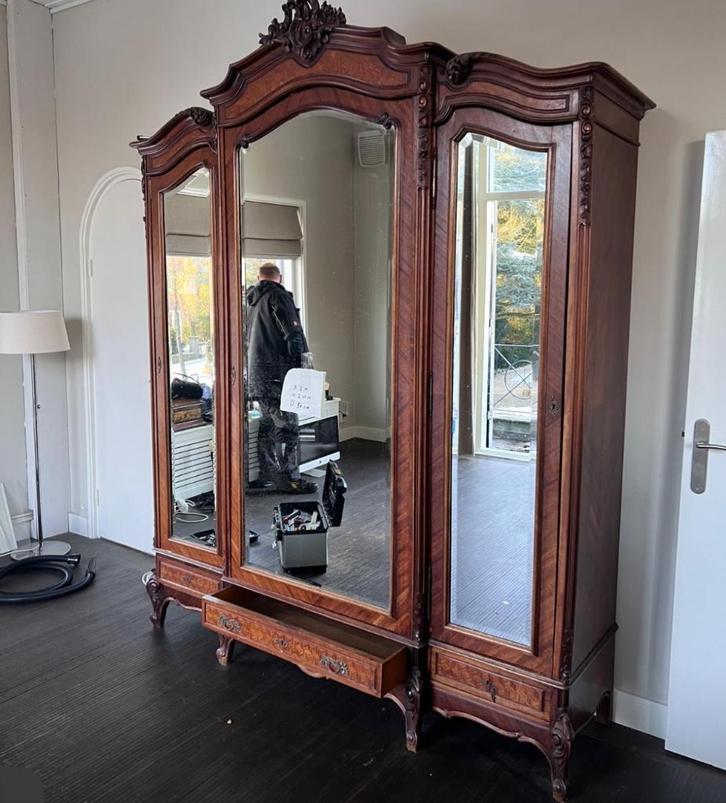 Antieke mahonie kuifkast -spiegelkast, Antiek en Kunst, Antiek | Meubels | Kasten, Ophalen