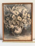 Prachrig stilleven bloemen houtskool 1948, Ophalen of Verzenden, Zo goed als nieuw