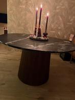 Eleonora Eettafel Maxim Marmer/Mangohout 130x76cm, Ophalen, 100 tot 150 cm, Rond, Zo goed als nieuw