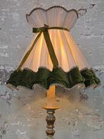 Grote ivoor met groene velvet lampenkap, Ophalen, Gebruikt, 25 tot 50 cm, Crème