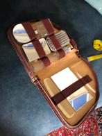 Vintage, leren Reisetui met Accessoires, Antiek en Kunst, Ophalen of Verzenden