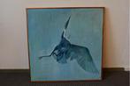 Olieverfschilderij van L. Vorkink: 'Vliegende Kraanvogel', Ophalen of Verzenden