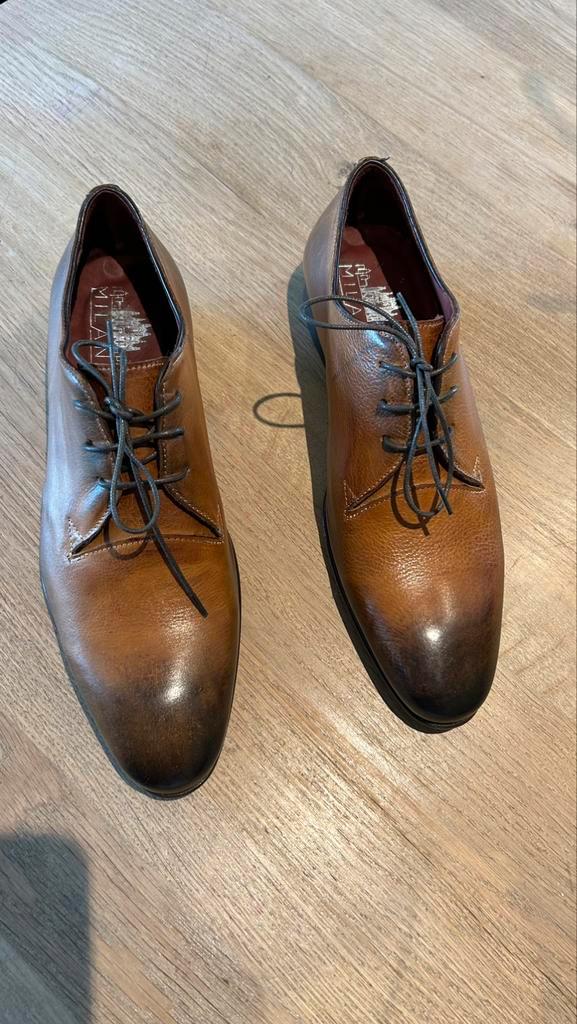 Bruin Lederen herenschoen met gepatineerde neus, Kleding | Heren, Schoenen, Nieuw, Veterschoenen, Bruin, Ophalen of Verzenden