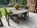 Tribu- Teakhouten tuinset- tafel en 6 stoelen, Tuin en Terras, Tuinsets en Loungesets, Ophalen, Gebruikt, 6 zitplaatsen, Teakhout