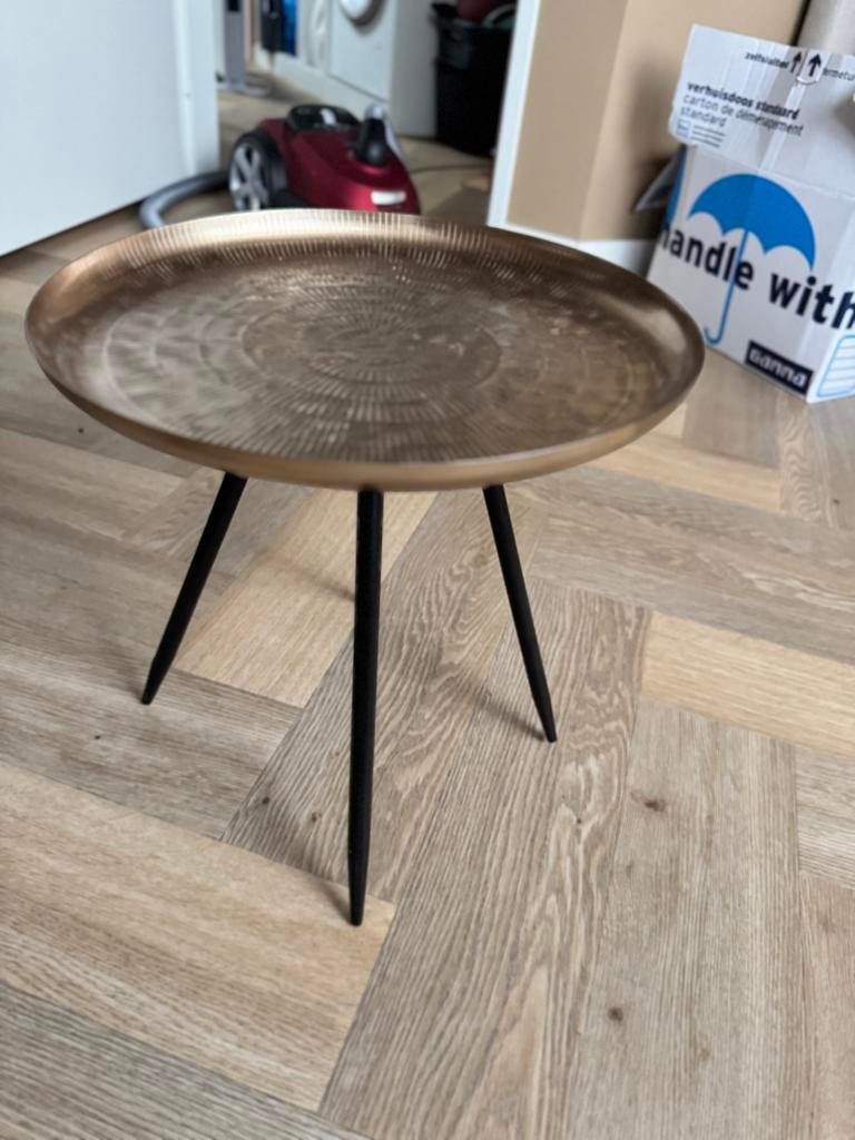 Bronzen bijzettafel met zwarte poten, Ophalen, Minder dan 45 cm, Minder dan 55 cm, Gebruikt