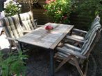 Hardhouten tuinset / vier inklapbare stoelen met tafel, Ophalen, Zo goed als nieuw