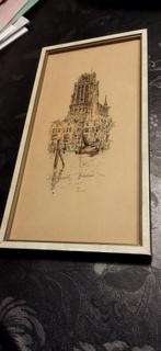 Ingelijste prent grote Kerk Dordrecht, Ophalen, 1960 tot 1980, Gebruikt, Prent