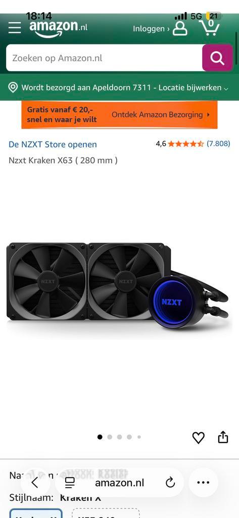 NZXT Kraken X63 RGB 280mm Waterkoeler - Zo goed als nieuw, Computers en Software, Computerkoelers, Zo goed als nieuw, Waterkoeling