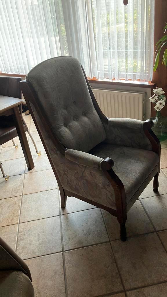 seniorenstoel seniorenfauteuile zitgedeelte verstelbaar., Huis en Inrichting, Fauteuils, Gebruikt, Hout, Stof, 50 tot 75 cm, Minder dan 75 cm