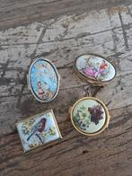 Pillendoosjes met emaille bovenzijde 4 stuks, Antiek en Kunst, Curiosa en Brocante, Ophalen of Verzenden