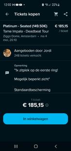 Tame Impala Deadbeat Tour concert kaarten Ticketswap Jordi, Tickets en Kaartjes, Drie personen of meer, Maart