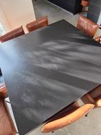 Zwarte moderne eikenhouten tafel, Huis en Inrichting, Tafels | Eettafels, Ophalen, Gebruikt, 150 tot 200 cm, Vijf personen of meer