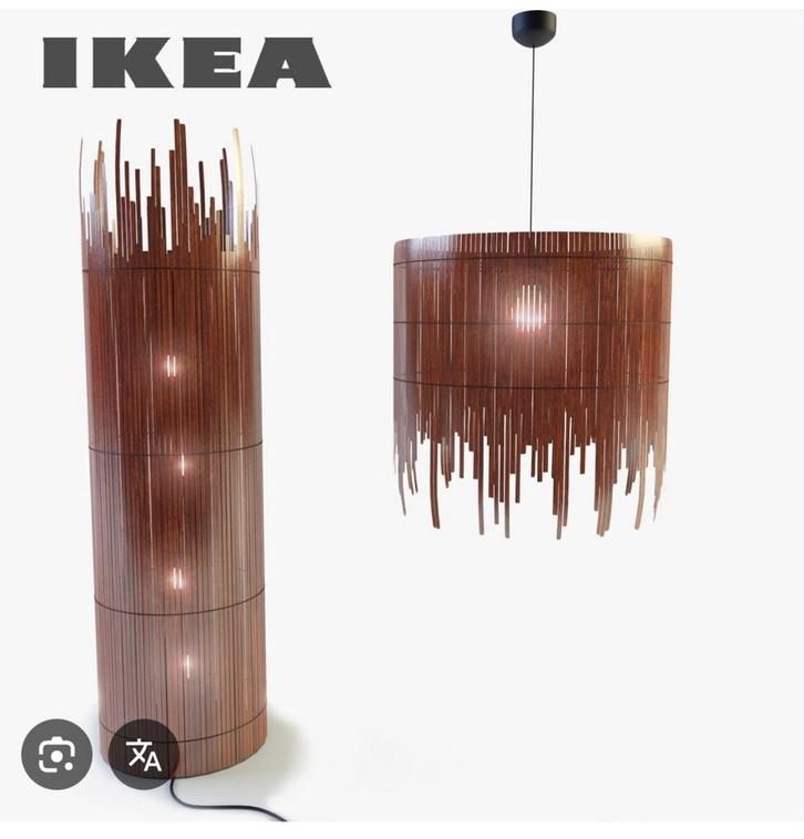 Ikea Rotvik hanglamp & staande lamp, Huis en Inrichting, Lampen | Vloerlampen, Zo goed als nieuw, 100 tot 150 cm, Hout, Ophalen