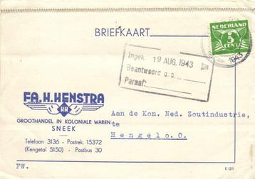Fa. H. Henstra, Sneek - 08.1943 - briefkaart beschikbaar voor biedingen