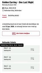 3 kaarten golden earring 28 januari 2026 in Ahoy, Tickets en Kaartjes, Drie personen of meer, Januari