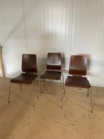 eettafel-stoelen 3 stuks, vintage, Ophalen, Gebruikt, Metaal, Drie