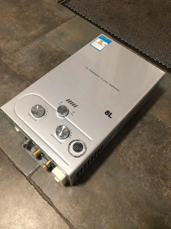 8L Propaan Butaan LPG Geiser Camping zonder waakvlam Gas, Doe-het-zelf en Verbouw, Geisers en Boilers, Nieuw, Geiser, Propaan of Butaan