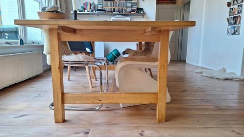 Grote werk of gezinstafel, massief, Huis en Inrichting, Tafels | Sidetables, Gebruikt, 75 cm of meer, 200 cm of meer, Rechthoekig