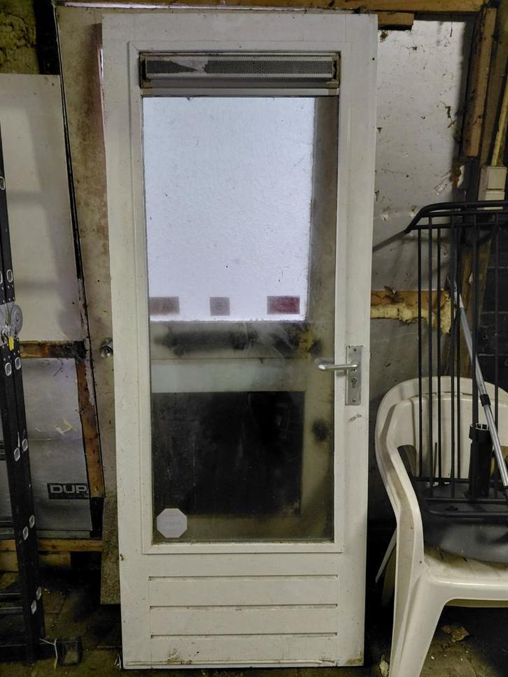 Hardhouten Tuindeur met Glas en Ventilatie - 213x82cm, Doe-het-zelf en Verbouw, Deuren en Horren, Gebruikt, Buitendeur, 200 tot 215 cm