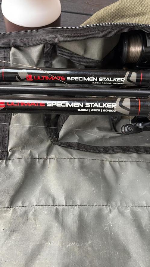 Te koop 2 stuks  10 ft karperstok met shimano molen 5010xt-7, Watersport en Boten, Hengelsport | Zeevissen, Zo goed als nieuw