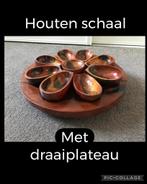 Houten schaal met draaiplateau en kleine schaaltjes, Gebruikt, Schaal, Rond, Ophalen of Verzenden