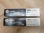 2 PageWide cartridges HP 981Y cyan-yellow voor HP 556/586, Ophalen of Verzenden, Nieuw, Cartridge, HP (ORIGINEEL)