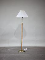 Vloerlamp Le Klint Deens vintage hout messing plissé kap, Midcentury, 150 tot 200 cm, Ophalen of Verzenden, Zo goed als nieuw