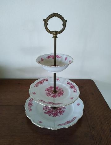 Etagere, 3 laags, wit / roze, vintage beschikbaar voor biedingen