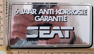 Vintage sticker Seat 6 jaar anti corrosie garantie automerk beschikbaar voor biedingen