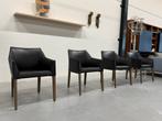 4 Leolux Pyrite eetkamerstoel zwart leer design stoel, Huis en Inrichting, Leolux, Zwart, Nieuw, Leer