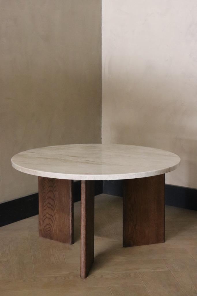 Marmeren salontafels - massief eiken poten (diverse maten, Huis en Inrichting, Tafels | Salontafels, Nieuw, Minder dan 50 cm, 50 tot 100 cm