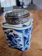 Delfts Blauw Potje met Zilveren Deksel, Antiek en Kunst, Antiek | Keramiek en Aardewerk, Ophalen of Verzenden