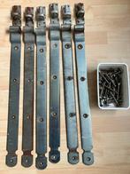 6 duimhengen 60 cm, 6 plaatduimen, 1 staartgrendel 85 cm, Ophalen, Gebruikt, Rvs