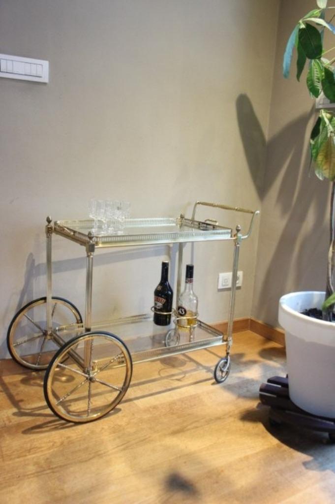 Messing serveerwagen, Huis en Inrichting, Barren, Gebruikt, Ophalen