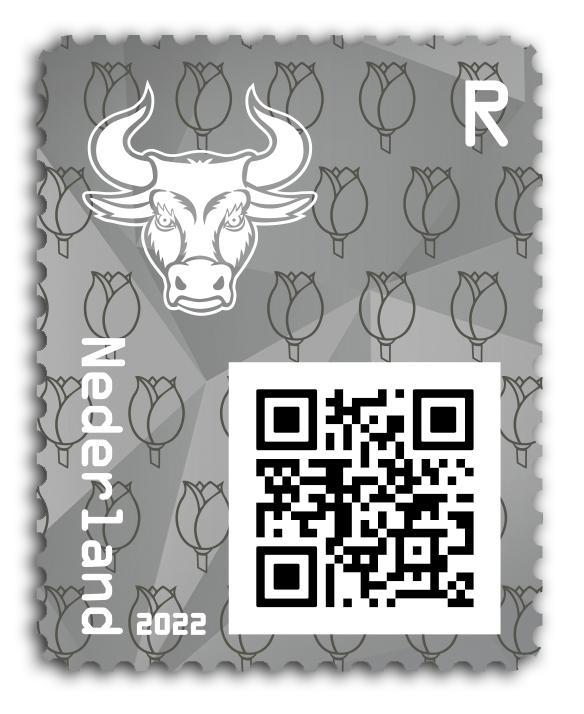 NL crypto zegel 1 - Stier - zwart met NFT, Postzegels en Munten, Postzegels | Nederland, Postfris, Na 1940, Ophalen