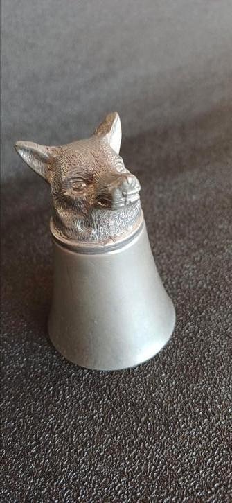 Vintage pewter Jachtbeker vos, Antiek en Kunst, Antiek | Tin, Ophalen of Verzenden