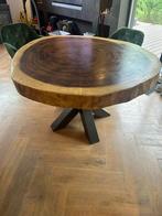 Ronde boomstamtafel, Huis en Inrichting, Tafels | Eettafels, Ophalen, Massief houten blad - natuurlijk-look, Rond, Zo goed als nieuw