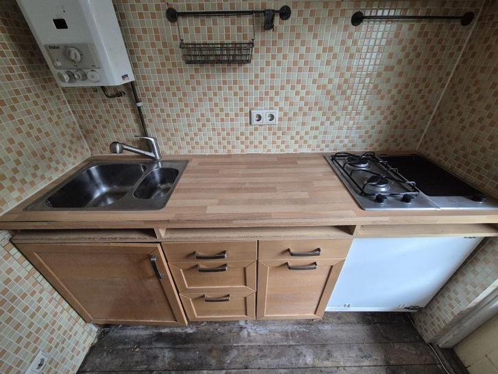 Keuken, Huis en Inrichting, Keuken | Complete keukens, Gebruikt, Enkelwandige keuken, Bruin, Overige materialen, Greeploos, Ophalen