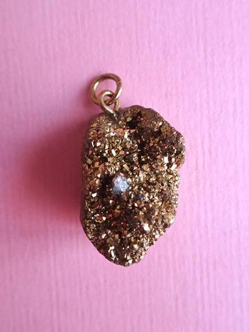 jwg Vintage 70s pyriet goud steen ketting hanger boho stenen beschikbaar voor biedingen