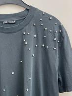 NIEUW Zara geweldig t-shirt met ‘diamanten’ antraciet 40, Maat 38/40 (M), Zara, Nieuw, Ophalen of Verzenden