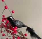 Oude vogel op clip - xxl 24 cm - zwart - 2 stuks, Diversen, Kerst, Ophalen, Gebruikt