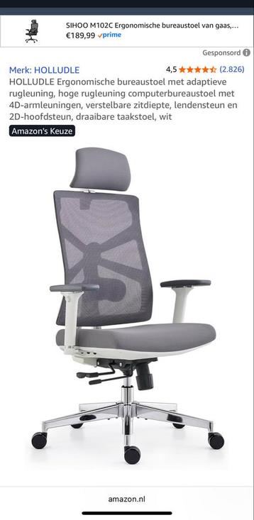 HOLLUDLE Ergonomische Bureaustoel Wit beschikbaar voor biedingen