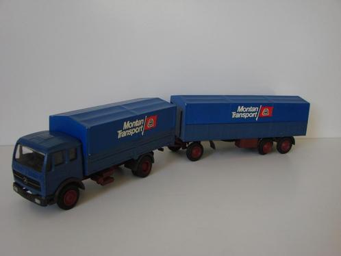 NZG 146 Mercedes-Benz NG 1632-1932 met 3 as aanhanger Montan, Hobby en Vrije tijd, Modelauto's | 1:50, Nieuw, Bus of Vrachtwagen