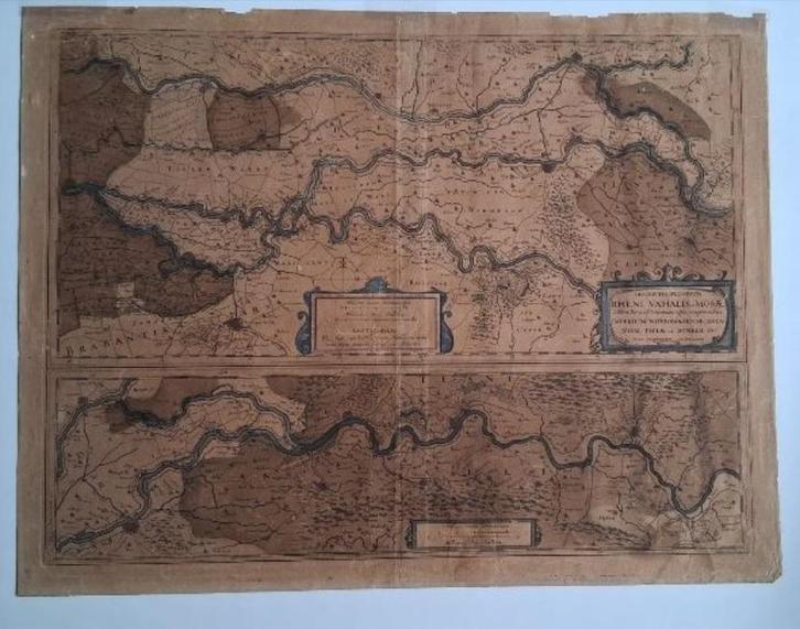 Henricus Hondius 1634 Kaart Land van Maas en Waal, Antiek en Kunst, Kunst | Etsen en Gravures, Ophalen of Verzenden