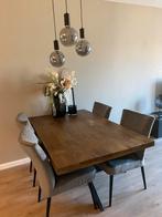 Eettafel mango + 4 stoelen, Huis en Inrichting, Complete eetkamers, Ophalen, Gebruikt, 4 tot 6 stoelen