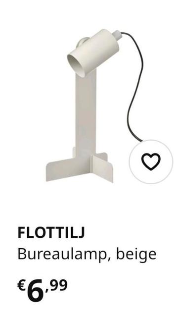IKEA FLOTTILJ 4 tafellamp bureaulamp beige 2 reserve lampjes beschikbaar voor biedingen