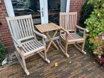SALE teakhouten tuinstoel schommelstoel stoel met klaptafel, Ophalen, Zo goed als nieuw, Hout