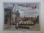 gravure kleur Het Hof van Brussel met koets, Harrewijn, 1712, Antiek en Kunst, Verzenden